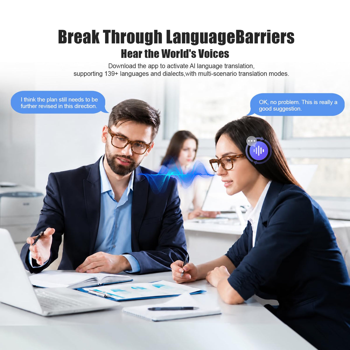 AI Glasses with Camera, 4K Video, Real-Time Translation, AI Assistant