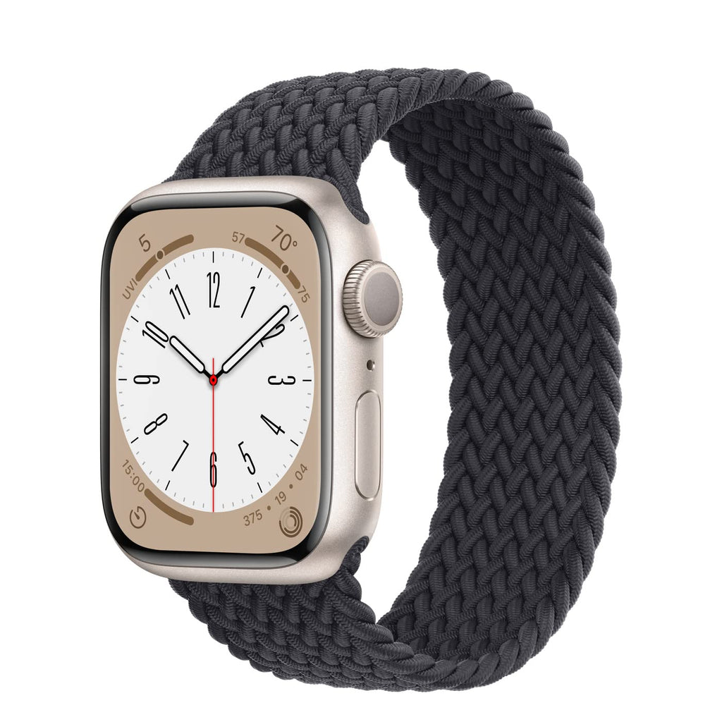 Apple Watch Series 8 (GPS, 41MM) - Starlight Aluminum Case with Midnight Braided Solo Loop (Renewed)