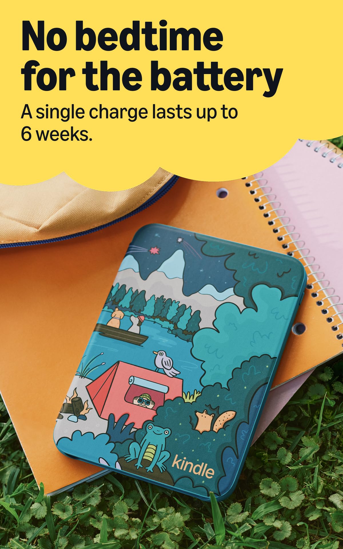 Amazon Kids Kindle 16GB (newest model), Now thinner and lighter, 6" glare-free display, weeks of battery, includes 1 year of books and Bookman cover