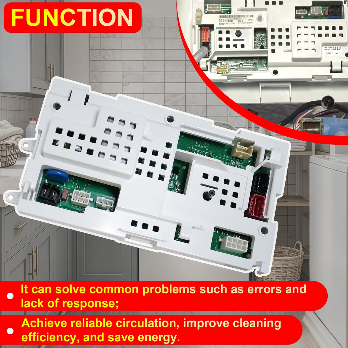 W11608056 W11578827 Washer Control Board Compatible with Whirlpool, Replace for AP7193512 WTW4950HW3 WTW4955HW3 WTW4957PW0 CWW3812RW0 PS16744868 EAP16744868