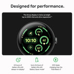 Google Pixel Watch 3 (45mm) Latest Model - Matte Black Aluminum Case - Obsidian Band - Wi-Fi (Renewed)