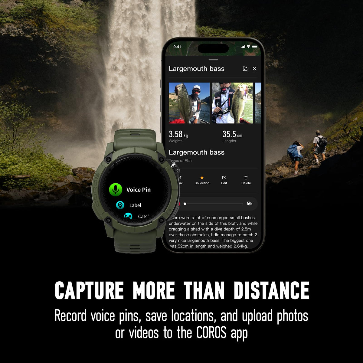 COROS Nomad GPS Outdoor Smartwatch, 22-Day Battery Life, Fishing
