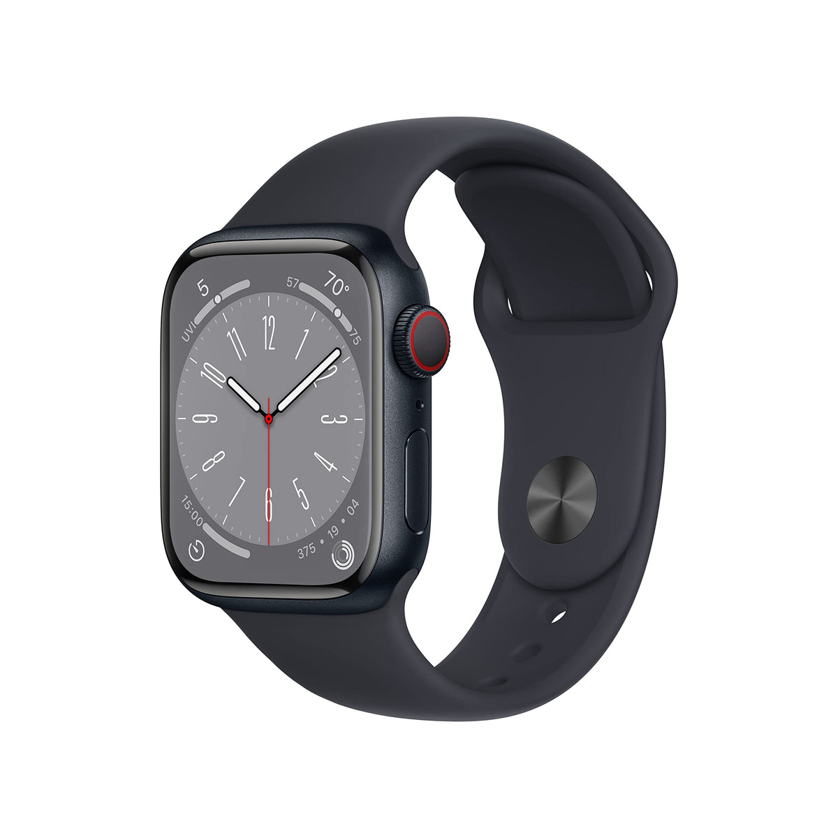 Apple Watch Series 8 [GPS, 41mm] - Midnight Aluminum Case with Midnight Sport Band, M/L (Renewed)
