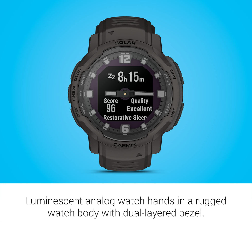 Garmin Instinct® Crossover Solar, Hybrid Smartwatch, 45mm, Graphite