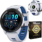 Garmin Forerunner 265 Running GPS Smartwatch, AMOLED Display, 46mm, Aqua/Black, 010-02810-02 - Bundle w/Deco Essentials 26-Month CPS Plan