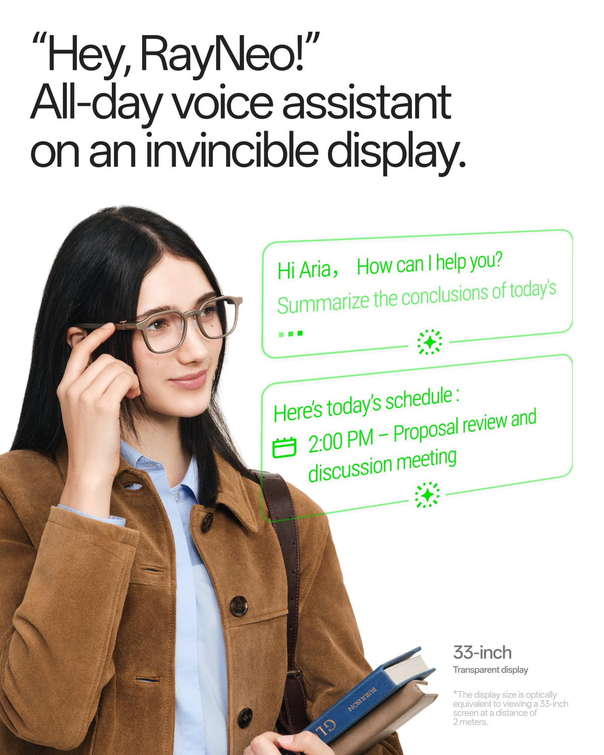 RayNeo iO Smart Glasses, 33g, AI Voice Recorder, Translation, Teleprompter