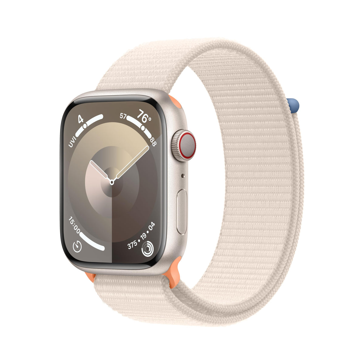 Apple Watch Series 9 [GPS, 45mm] - Starlight Aluminum Case with Starlight Sport Loop, One Size (Renewed)