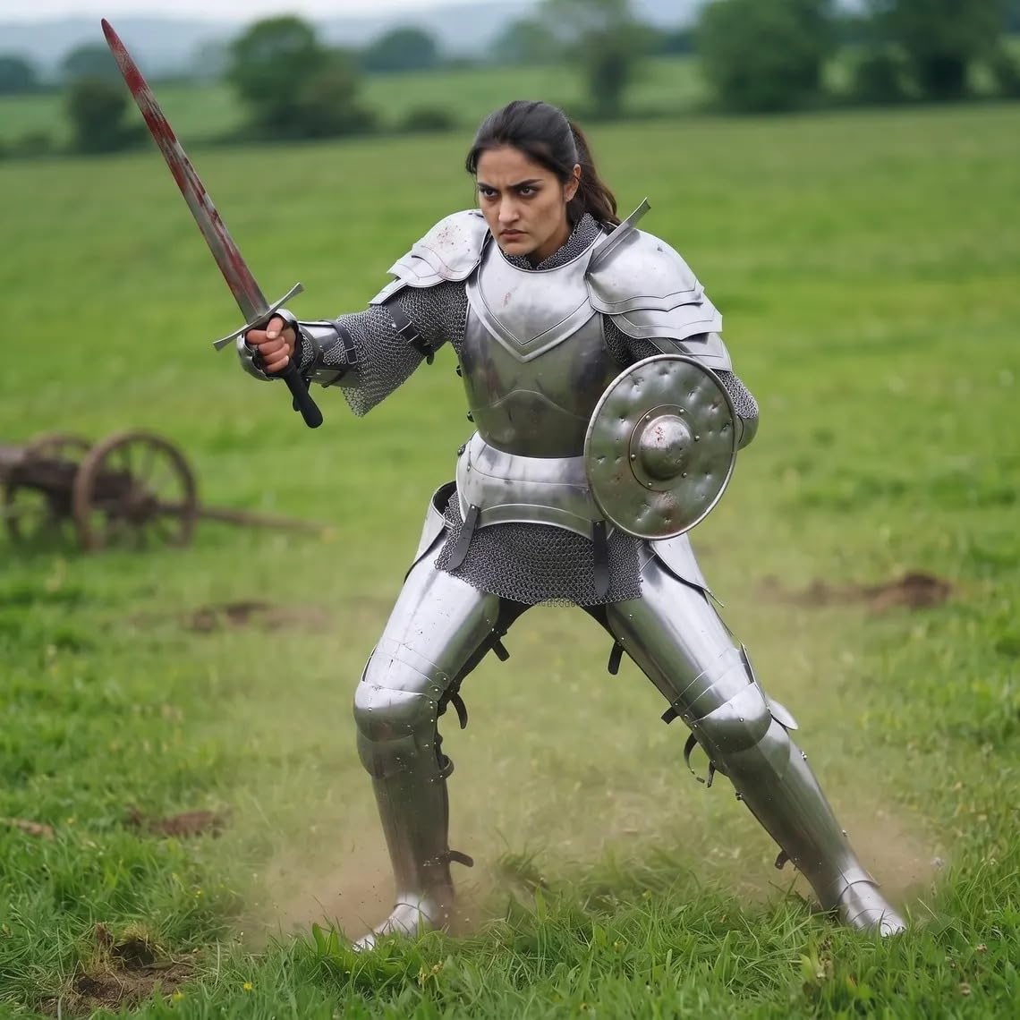 Female Knight Plate Armor Suit Women's Medieval Steel Full Body Armor Lady Wearable Halloween Costume for Cosplay, LARP, and Reancement