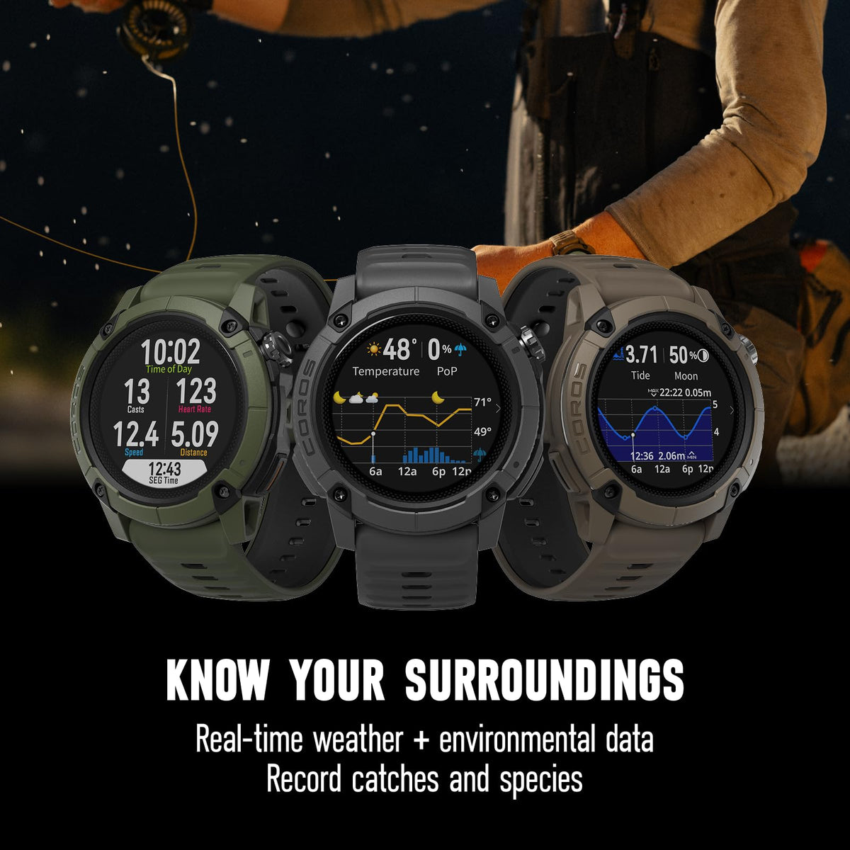 COROS Nomad GPS Outdoor Smartwatch, 22-Day Battery Life, Fishing