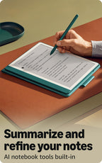 Amazon Kindle Scribe Essentials Bundle including Kindle Scribe (64GB) - Metallic Jade, Premium Pen, Leather Folio-Jade, and Power Adapter