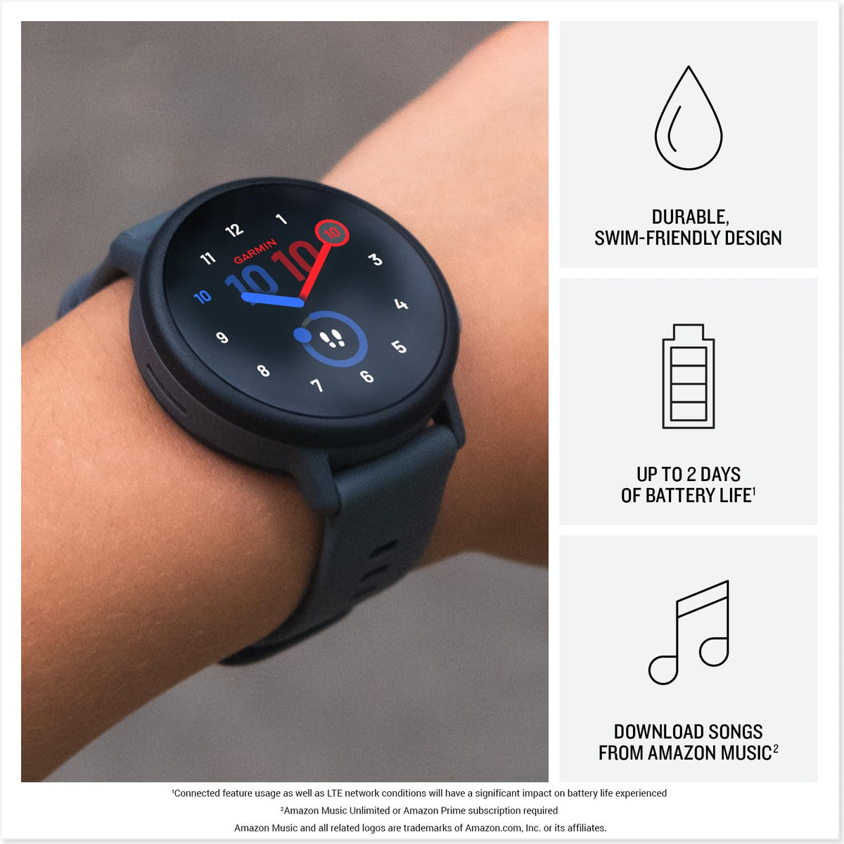 Garmin Bounce™ 2, Kids Smartwatch, Calling & Texting, 43mm, Light Purple