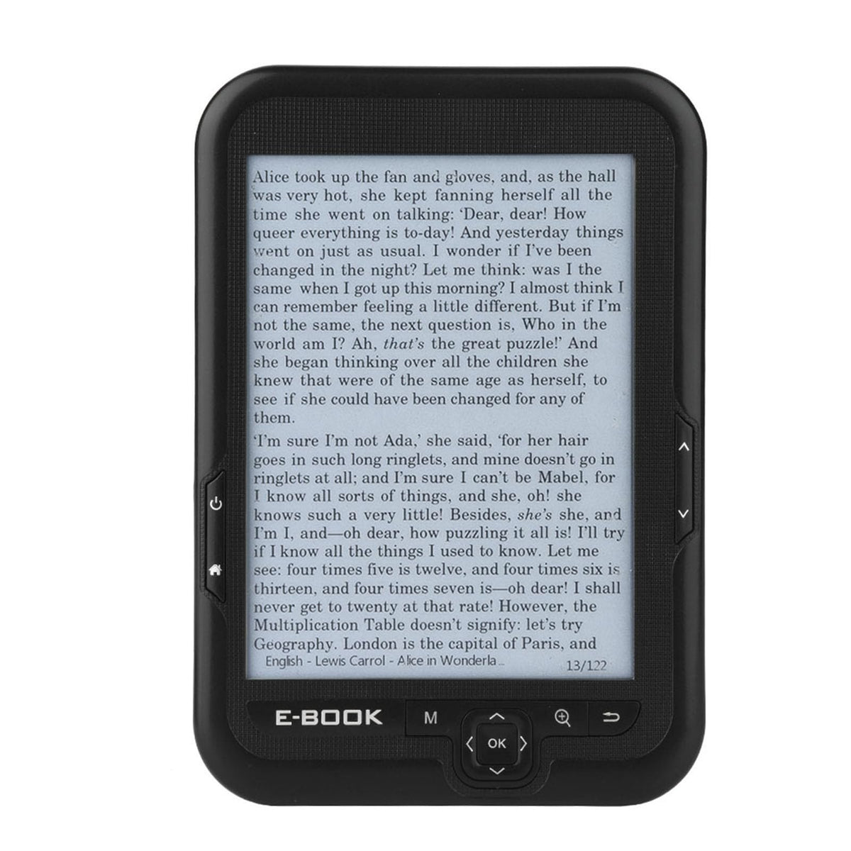 E-Reader, 6 inch E‑Book Reader with E‑Ink Screen, 1024 x 768 Resolution Display 300DPI Electronic Paper Book with Blue Cover, E-Paper Supports TF Card for Adult, Kids(Black 2)