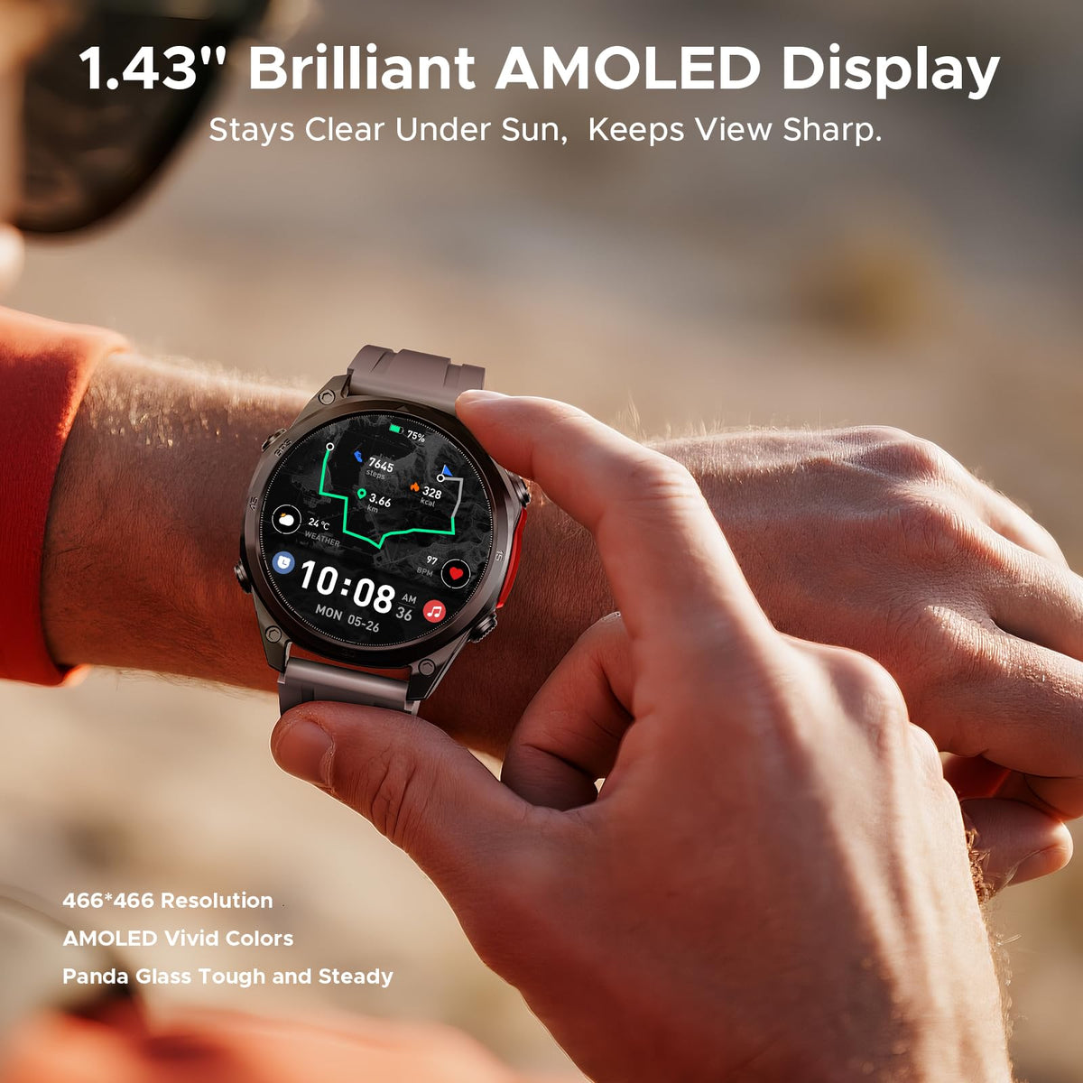 Anywise W1Pro Smart Watch for men, 5ATM Dual-Band GPS Offline Map
