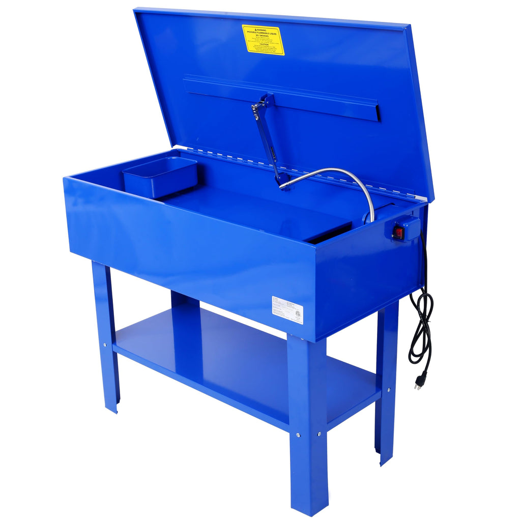 40 Gallon Parts Washer with 24 Gallon Solvent Capacity - Heavy Duty Steel Construction, 5 GPM Pump, Removable Shelf for Garage, Workshop
