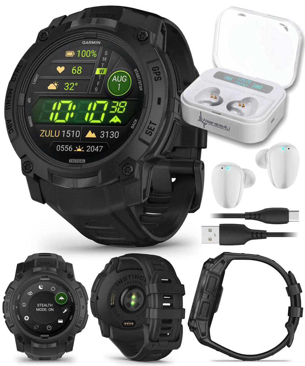Garmin Instinct 3-50mm Tactical Edition, Solar Charging Display, Rugged Outdoor GPS Smartwatch, Applied Ballistics Support, LED Flashlight, Multi-Band GPS PowerBank Bundle
