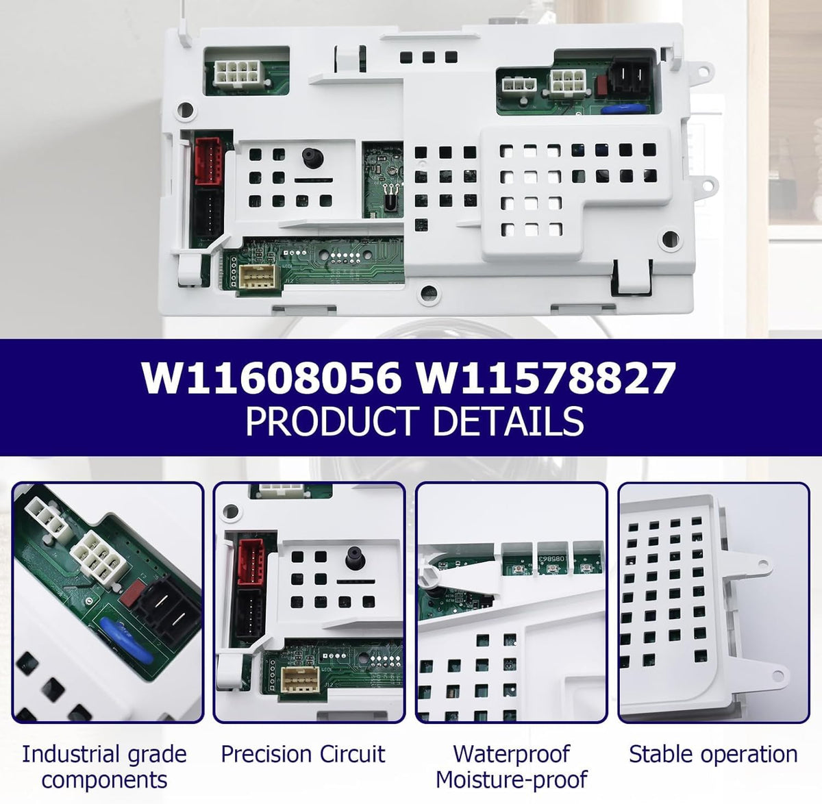 W11608056 FOR Whirlpool Maytag Amana Crosley Washer Electronic Control Board Compatible with WTW4950HW1 WTW4950HW2 WTW4950HW3 WTW4955HW3 WTW4957PW0