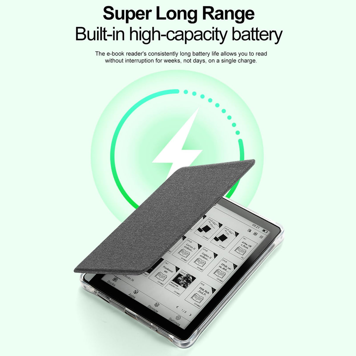 Yunseity 5.76 Inch E Reader, Ultra Thin Lightweight Body with Front Light, High Clarity Screen, 16GB Storage, Long Battery Life, Supports EPUB PDF MOBI, for Reading eBooks (2G+32G)