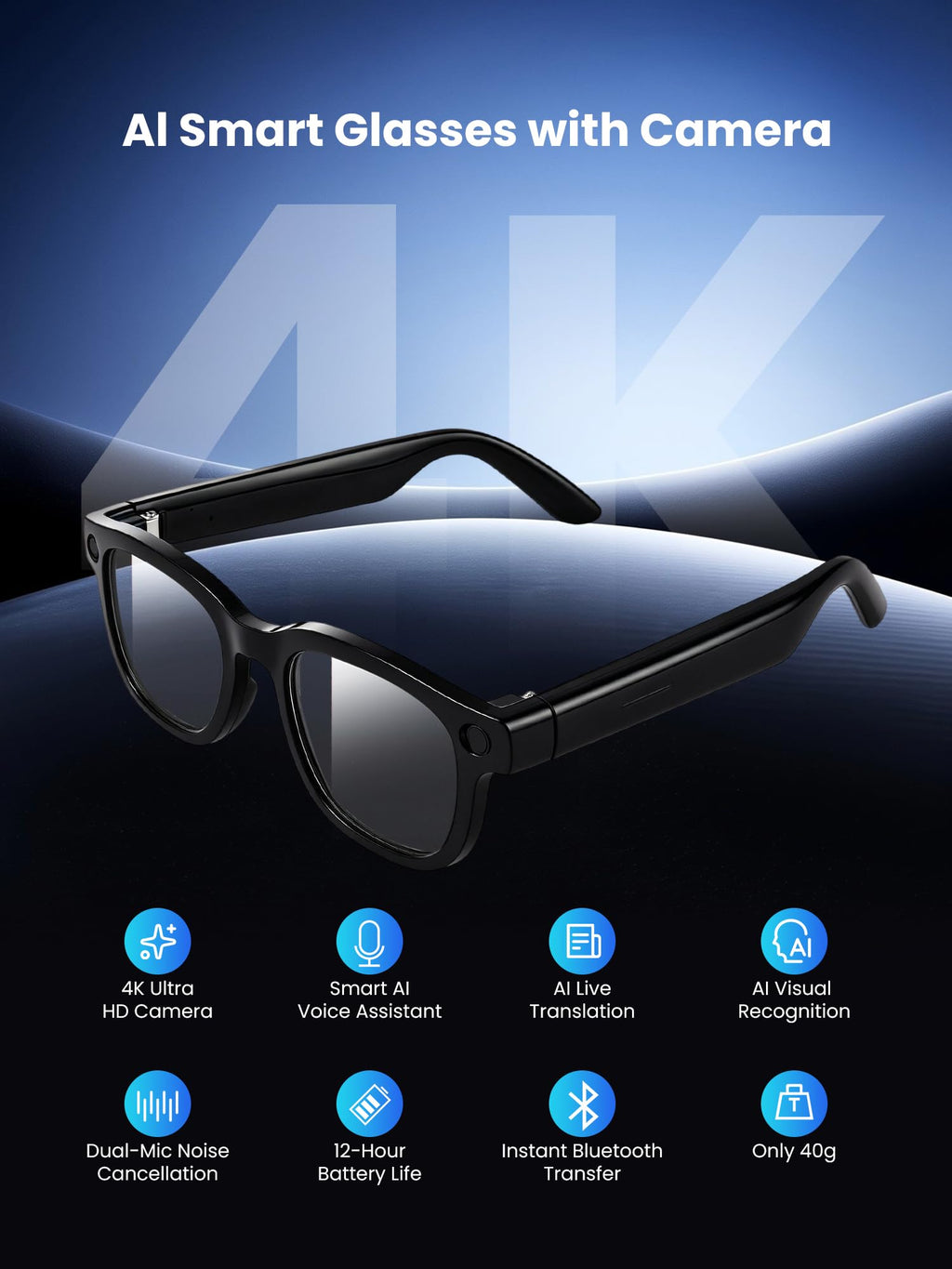 Smart Glasses with Camera, AI Translation Camera Glasses
