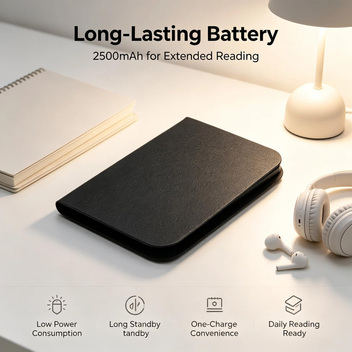 EBTOOLS 6 Inch E Reader, Large Touch Screen with 800x600 High Resolution, Adjustable Font Sizes, Text Highlighting, Paper Like Display, Supports PDF EPUB MOBI, Long Battery Life (8G)