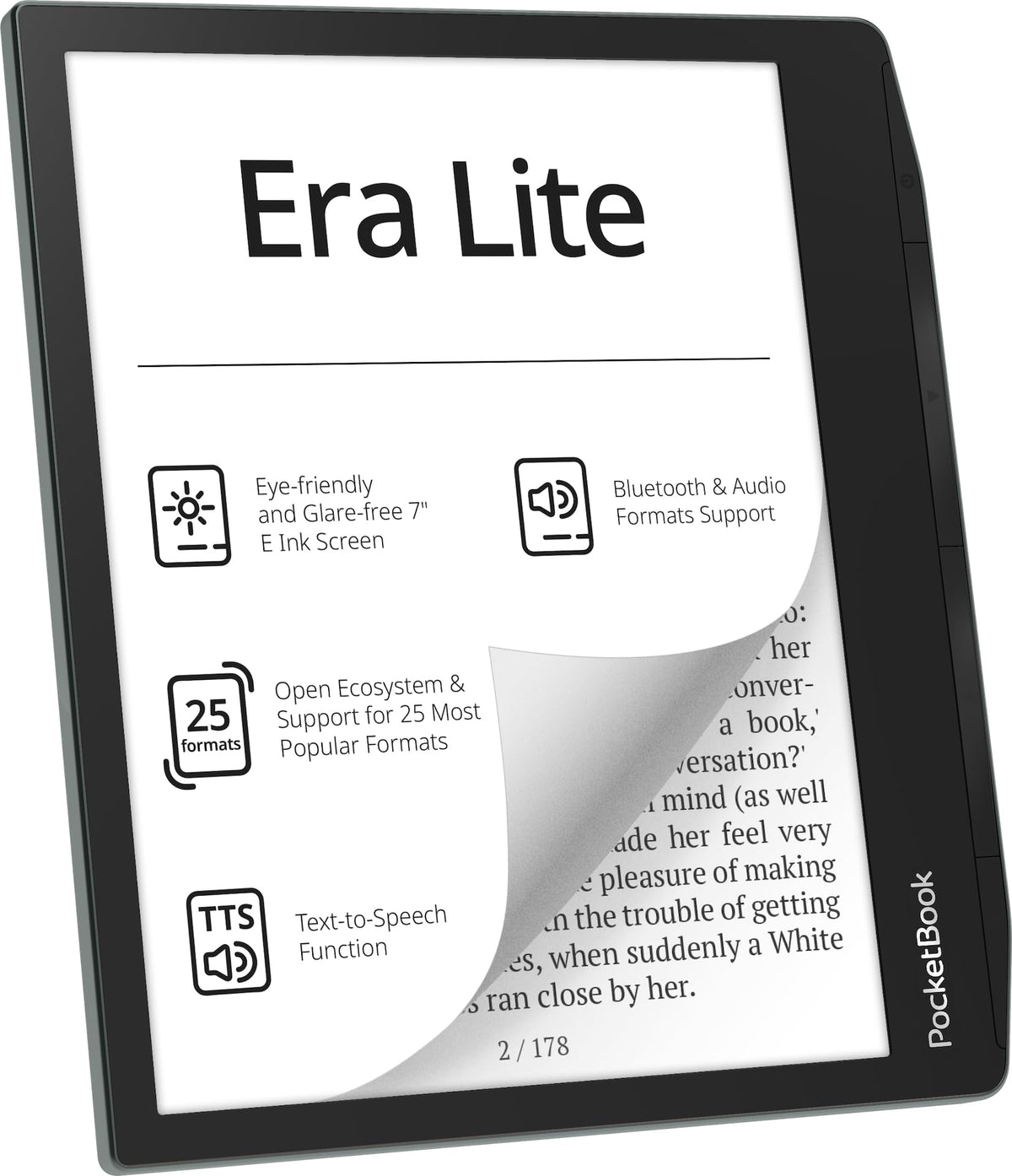 PocketBook Era Lite | Affordable 7" e-Reader | Latest E Ink Carta™ 1300 Screen | SMARTlight | Open Cloud | Up to 2 Months on a Single Charge | 25 formats | IPX4 | Bluetooth & Text-to-Speech Support