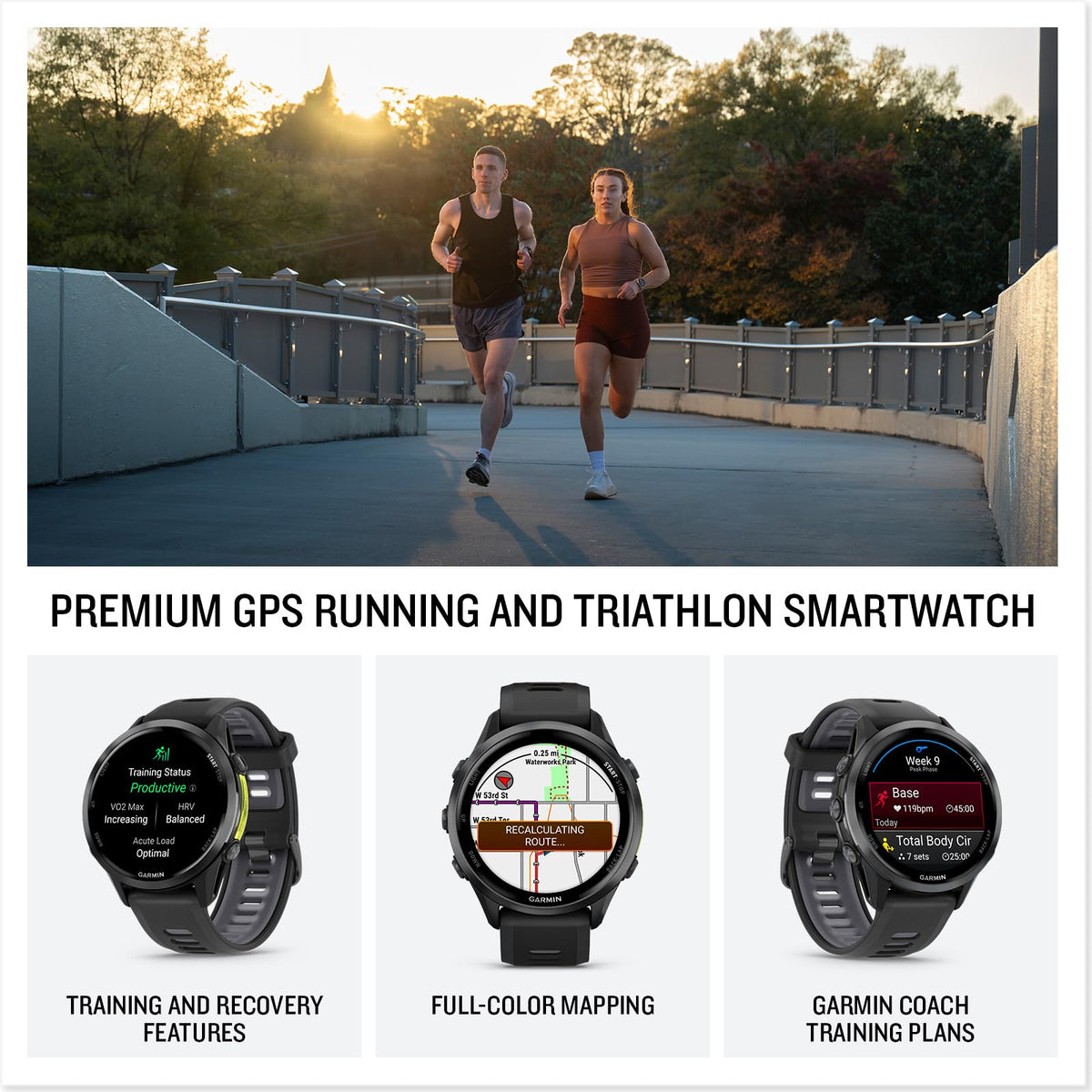 Garmin Forerunner® 970, 47mm, Carbon Gray DLC Titanium, Black/Whitestone