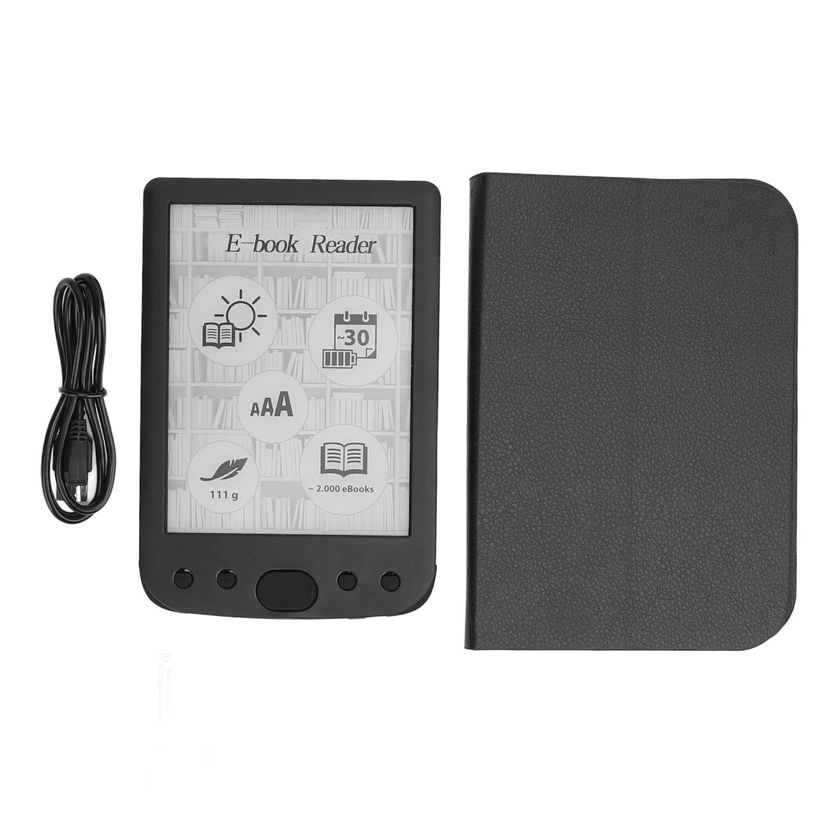 6in Electric Book Reader, Digital Ebook Reader with Touch Screen, 8GB Memory 2500mAh Battery, Lightweight Portable E Ink Screen Reader for Comfortable Reading Experience