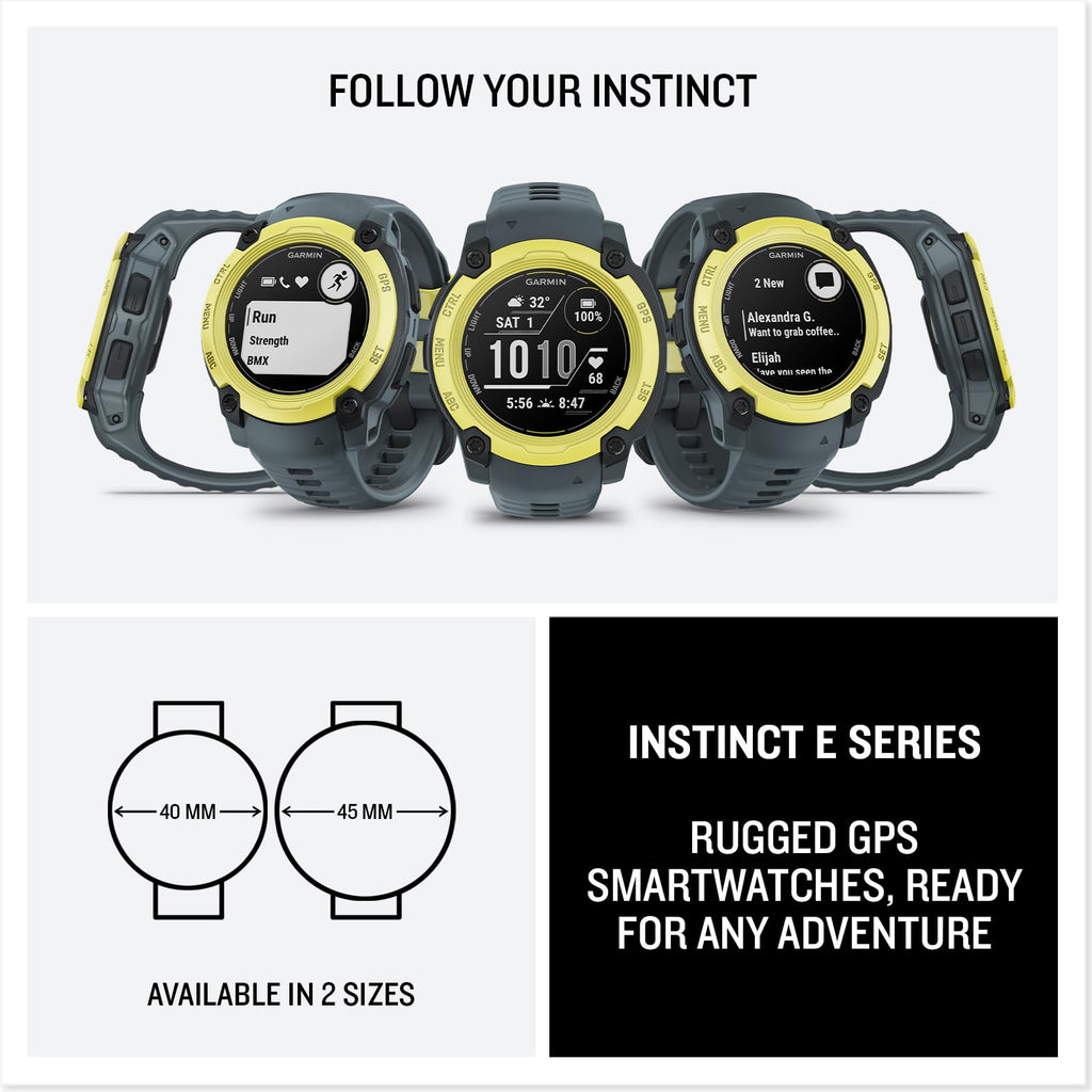 Garmin Instinct® E, Rugged GPS Smartwatch, 40mm, Electric Lime/Twilight