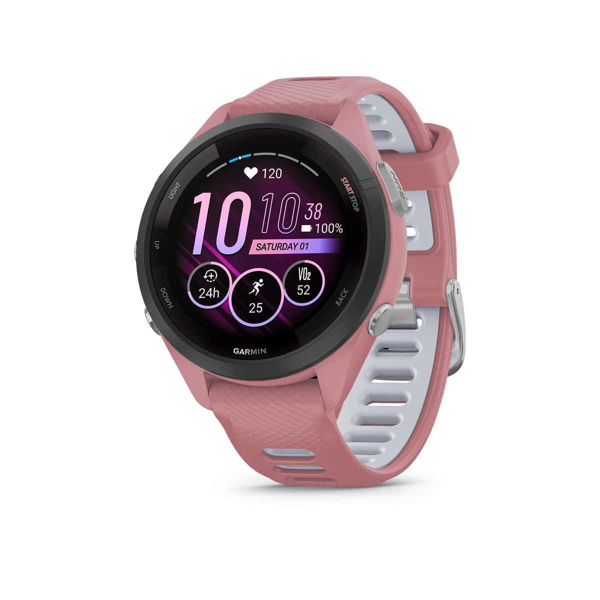Garmin Forerunner® 265, Running Smartwatch, 46mm, Black/Powder Gray