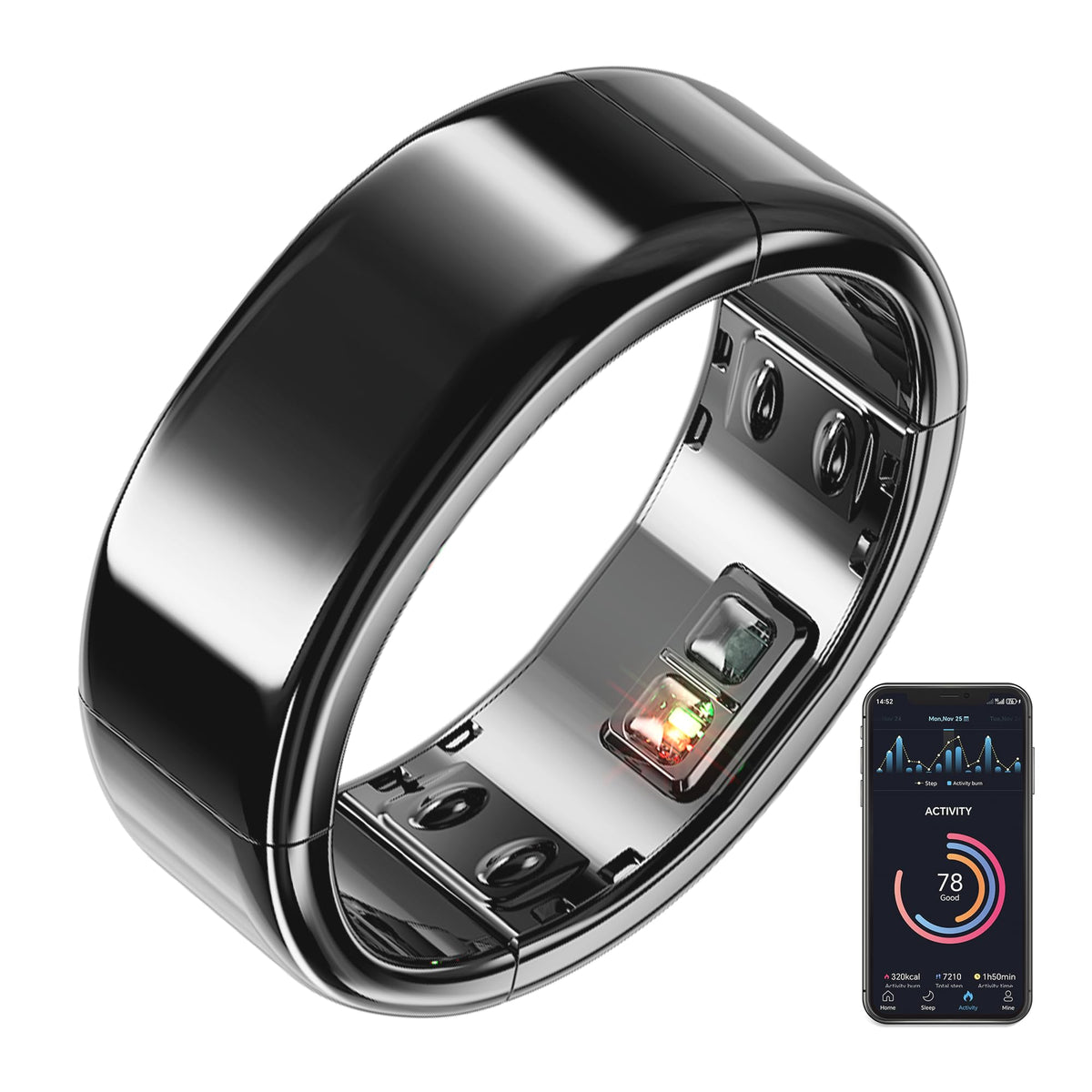 Smart Ring-Automatically Adjustable Wearable Ring for Men & Women, No App Subscription, Fitness Ring for Sleep Tracking - Fitness Tracker