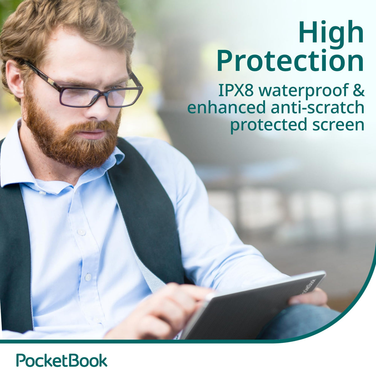 PocketBook InkPad 4 | Eye-Friendly Audio & E-Book Reader | Large 7.8ʺ E-Ink Display | Anti-Scratch Protection | Text-to-Speech Function | Bluetooth® | Built-in Speaker | SMARTlight | IPX8 Waterproof