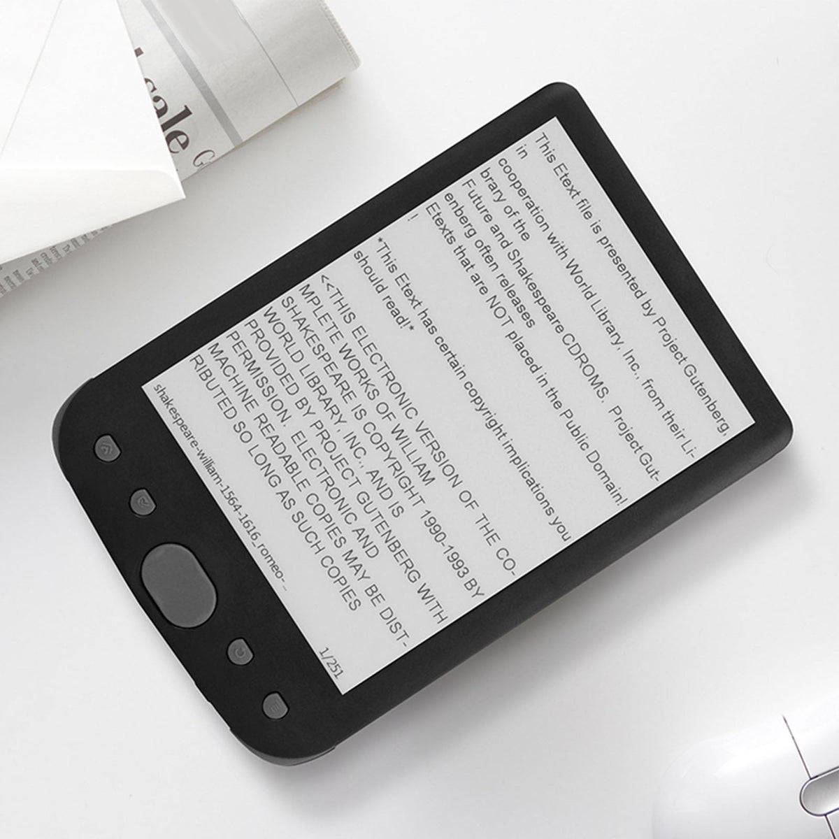 6 Inch Electric Book Reader with E Ink Screen, Portable Digital Ebook Reader, Lightweight Touch Screen Reader for PDF EPUB MOBI TXT, 8GB Memory 2500mAh Battery