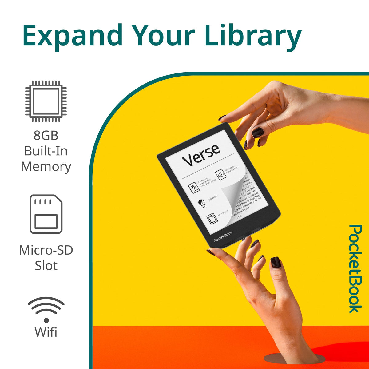 PocketBook Verse E-Reader with Flip Cover | Eye-Friendly 6'' E-Ink Carta™ HD Touchscreen | Adjustable SMARTlight | Up to 1 Month of Battery Life| E-Book Reader in Bright Blue