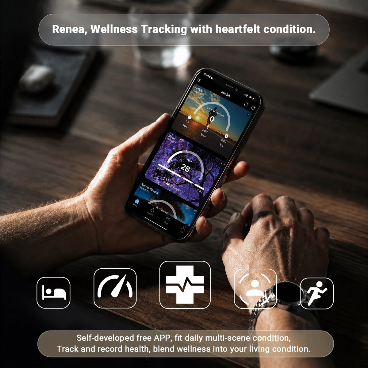 Renea Fitness Tracker for Women, Jewelry-Style Smart Bracelet with Heart Rate, Blood Oxygen, HRV, Stress, Sleep and Step Tracking, Multi-Sport Modes, 6-Day Battery Life, IP67