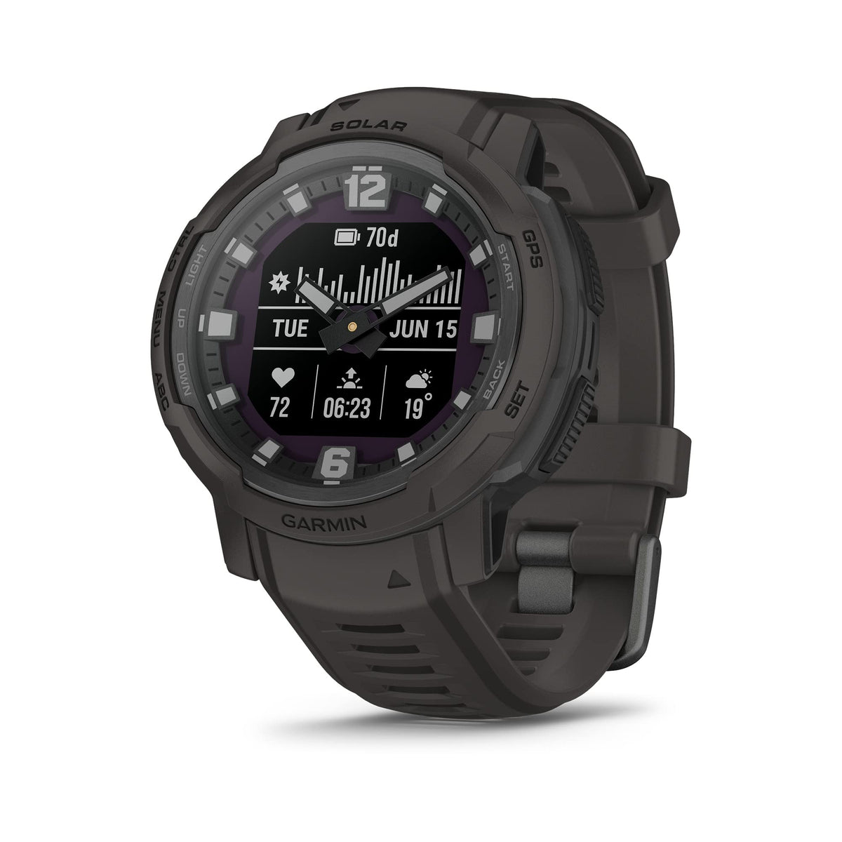 Garmin Instinct® Crossover Solar, Hybrid Smartwatch, 45mm, Graphite