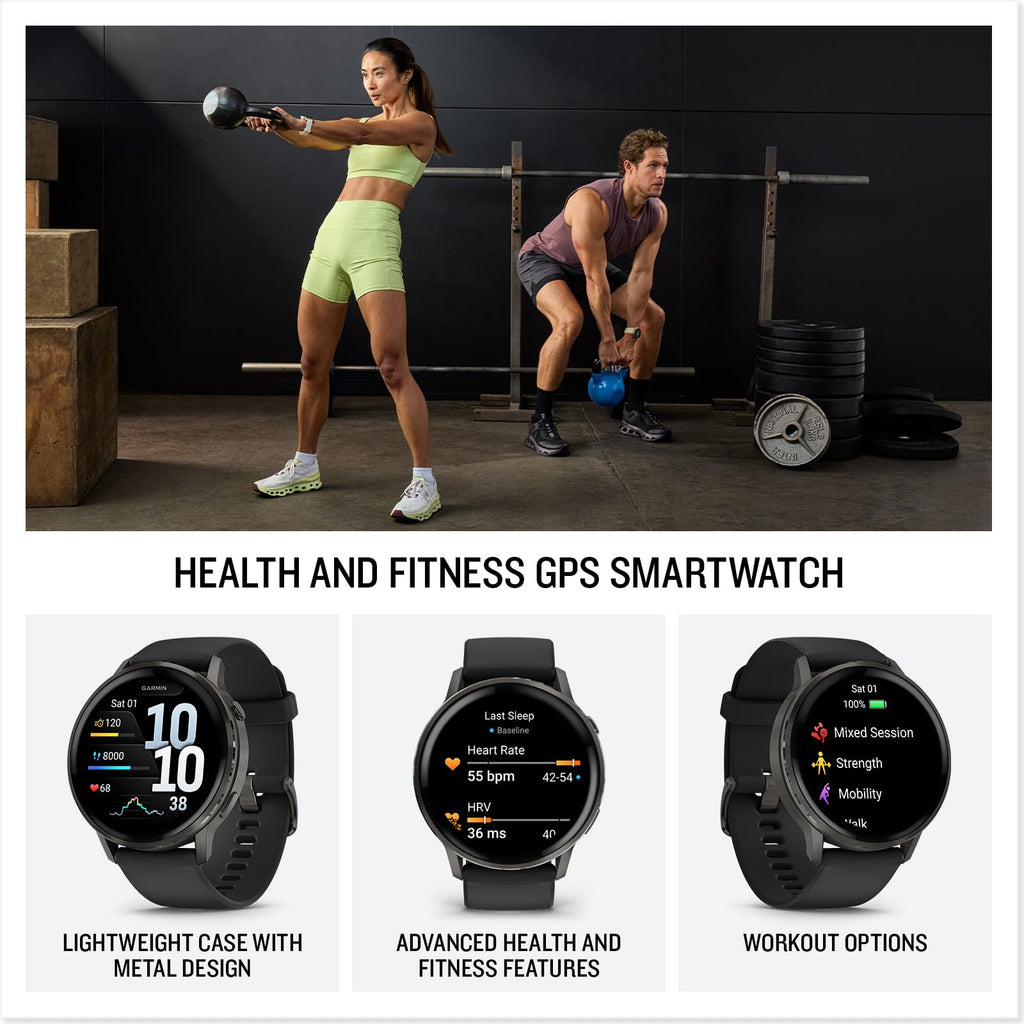 Garmin Venu® 4, Advanced Fitness Smartwatch, 45mm, Black Silicone