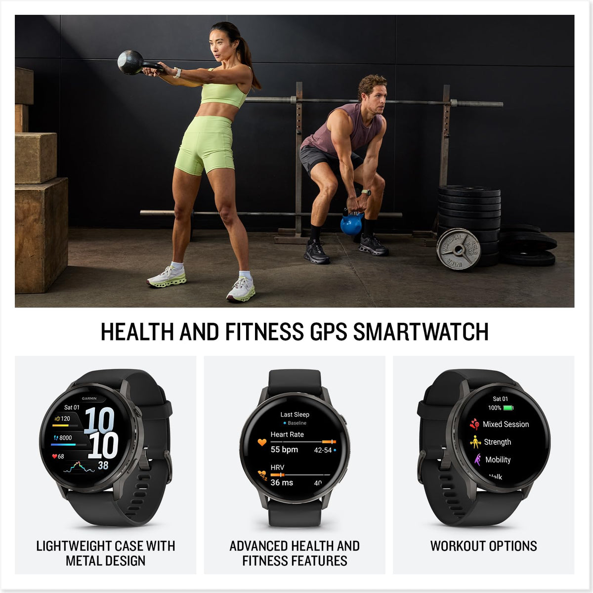Garmin Venu® 4, Advanced Fitness Smartwatch, 45mm, Black Silicone