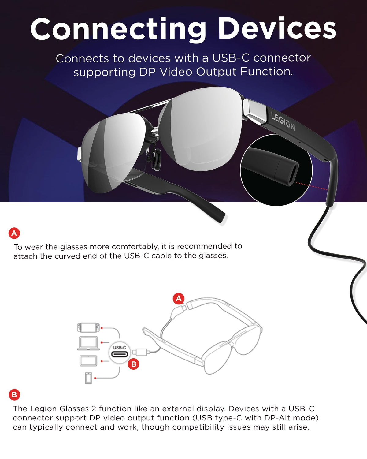 Lenovo Legion Glasses Gen 2 - Micro-OLED Personal Wearable Monitor for Gaming & Movies, FHD 120Hz Plug-and-Play Display for Lenovo Legion Go & USB-C Devices, High-Fidelity Audio & Privacy