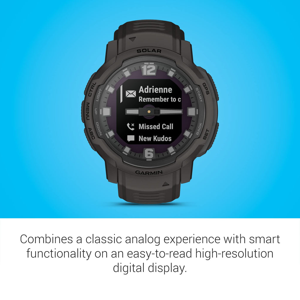 Garmin Instinct® Crossover Solar, Hybrid Smartwatch, 45mm, Graphite