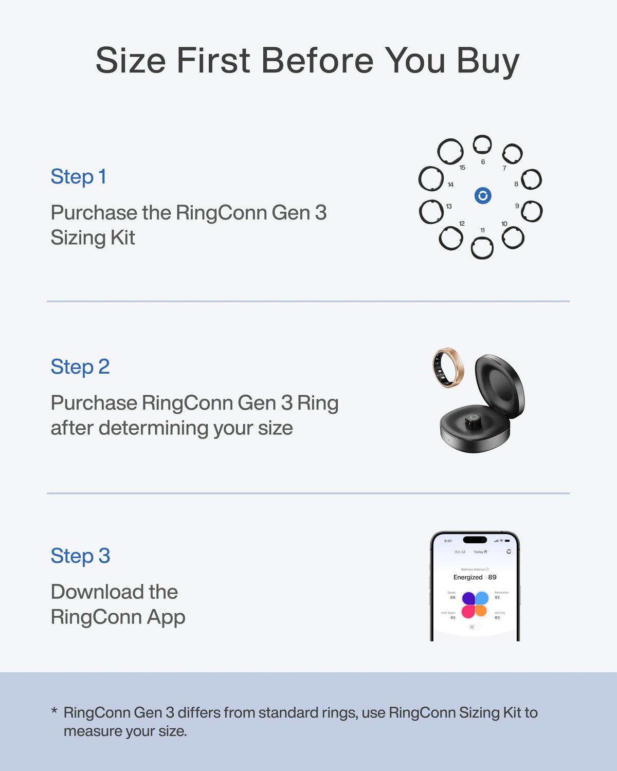 RingConn Gen 3 Smart Ring - Vascular Trends(Size 8, Royal Gold)