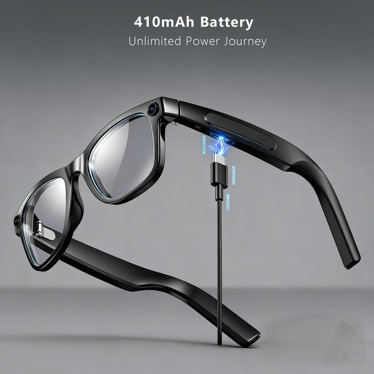 4K Smart Glasses with Camera, AI Glasses with EIS Stabilization, Photochromic Blue Light Blocking Lenses, Real-Time Translation, 410mAh Battery, 10+ Days Standby, HiFi Audio