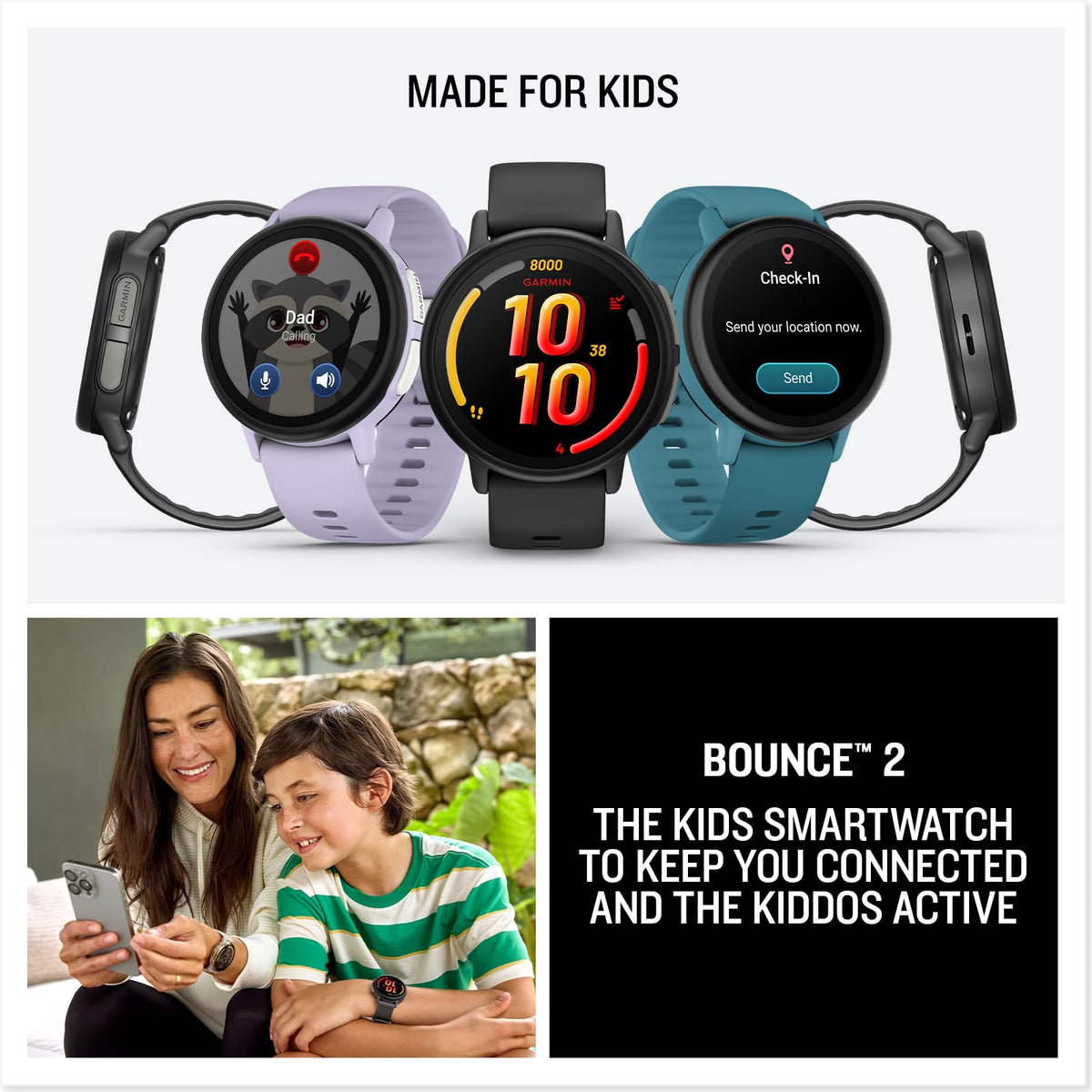 Garmin Bounce™ 2, Kids Smartwatch, Calling & Texting, 43mm, Light Purple