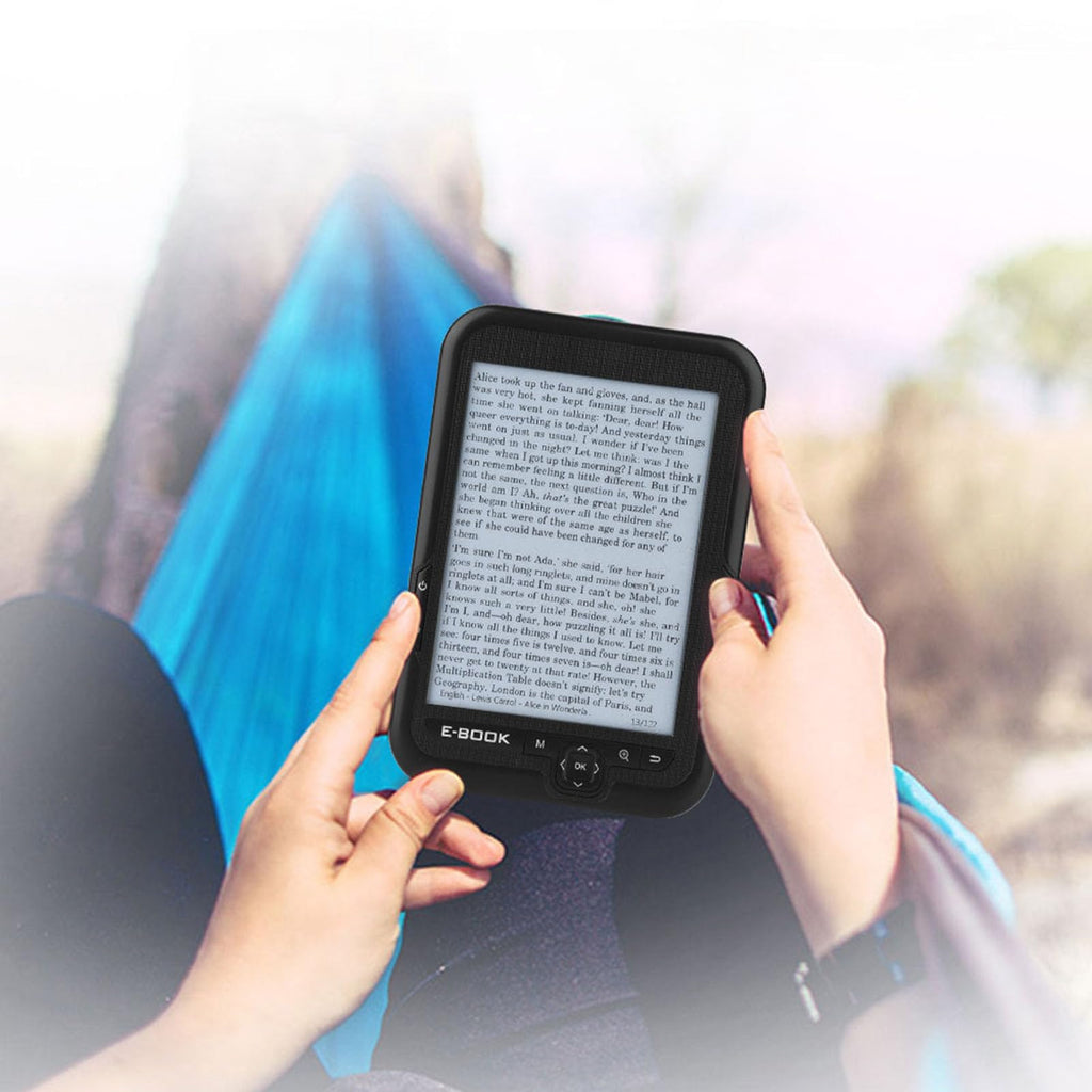 E-Reader, 6 inch E‑Book Reader with E‑Ink Screen, 1024 x 768 Resolution Display 300DPI Electronic Paper Book with Blue Cover, E-Paper Supports TF Card for Adult, Kids(Black 2)