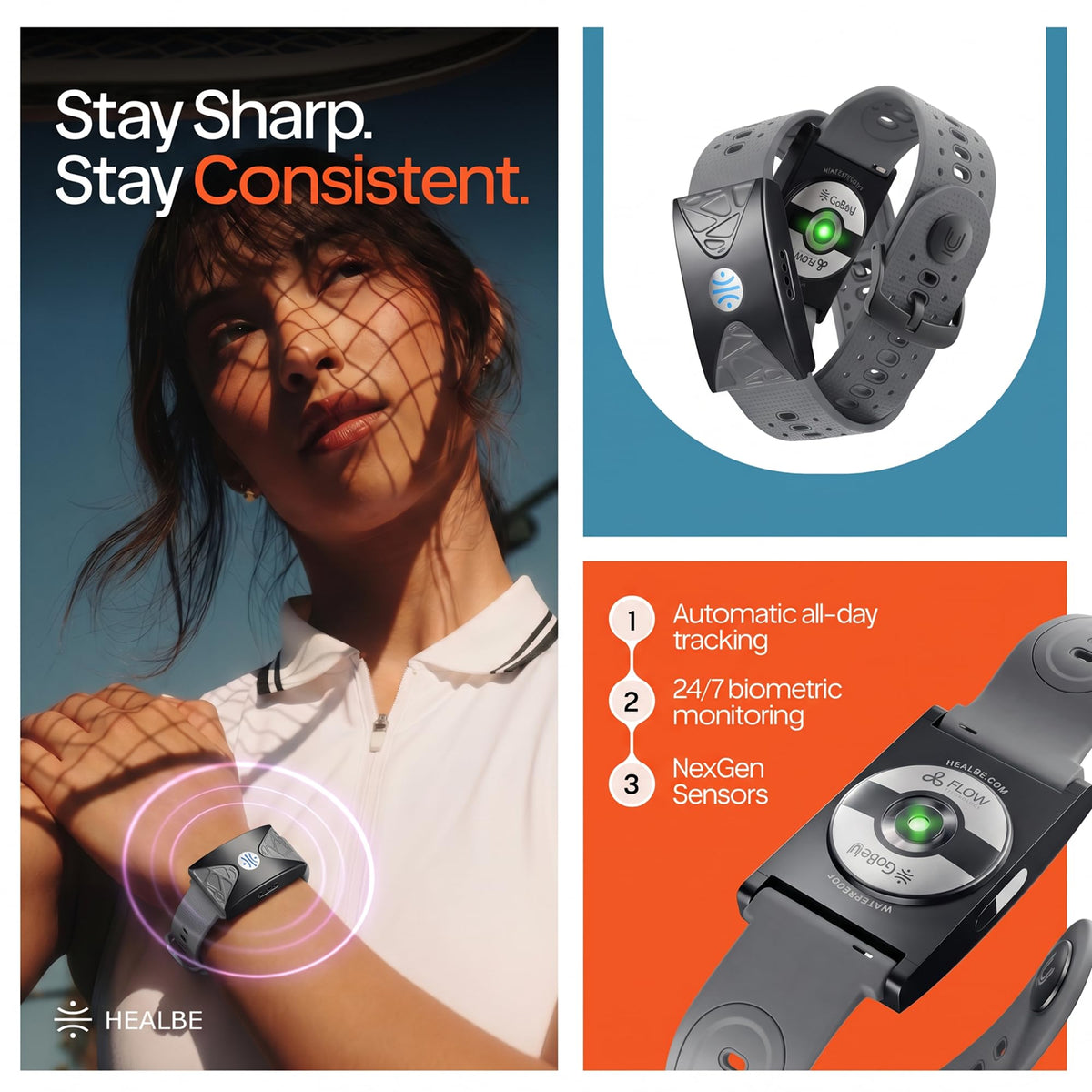 HEALBE Fitness Tracker - Auto Calorie, Hydration, Stress & Sleep Monitor
