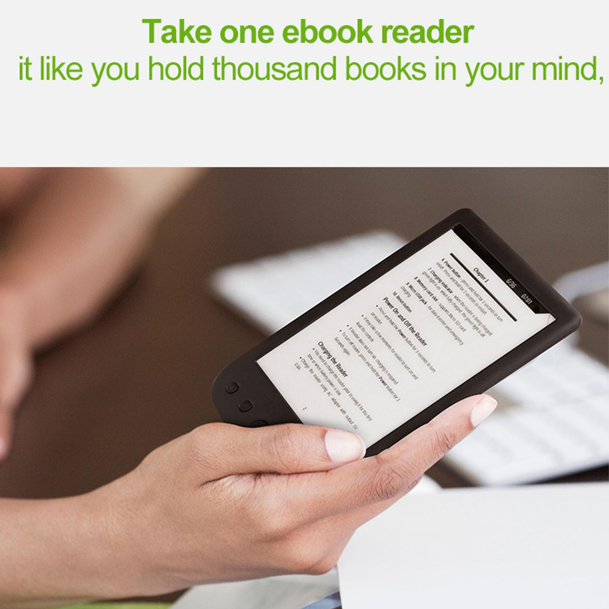 6in Electric Book Reader, Digital E Ink Screen, Portable Lightweight Ebook Reader with 8GB Memory, 2500mAh Battery, Comfortable Grip, Supports Multiple File Formats for Reading Ent