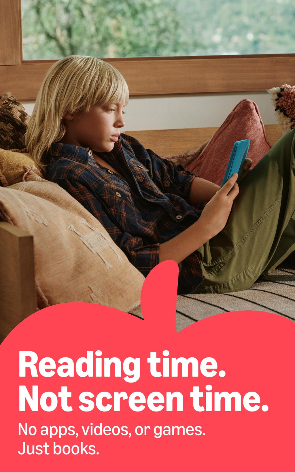 Amazon Kids Kindle 16GB (newest model), Now thinner and lighter, 6" glare-free display, weeks of battery, includes 1 year of books and Bookman cover