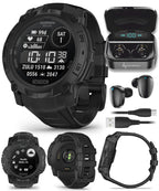 Garmin Instinct 3-50mm Tactical Edition, Solar Charging Display, Rugged Outdoor GPS Smartwatch, Applied Ballistics Support, LED Flashlight, Multi-Band GPS PowerBank Bundle