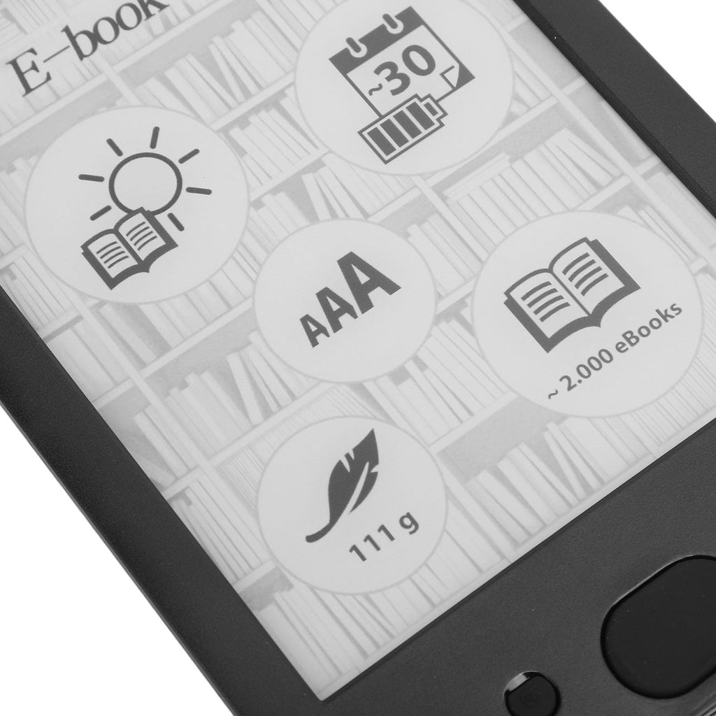 6in Electric Book Reader, Digital Ebook Reader with Touch Screen, 8GB Memory 2500mAh Battery, Lightweight Portable E Ink Screen Reader for Comfortable Reading Experience
