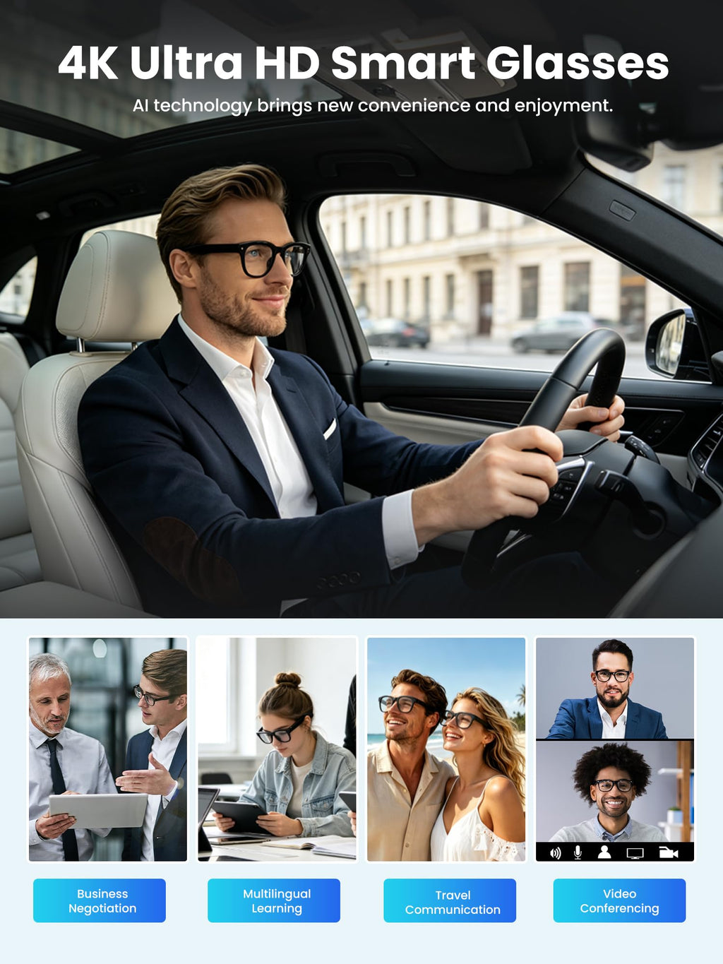 Smart Glasses with Camera, AI Translation Camera Glasses