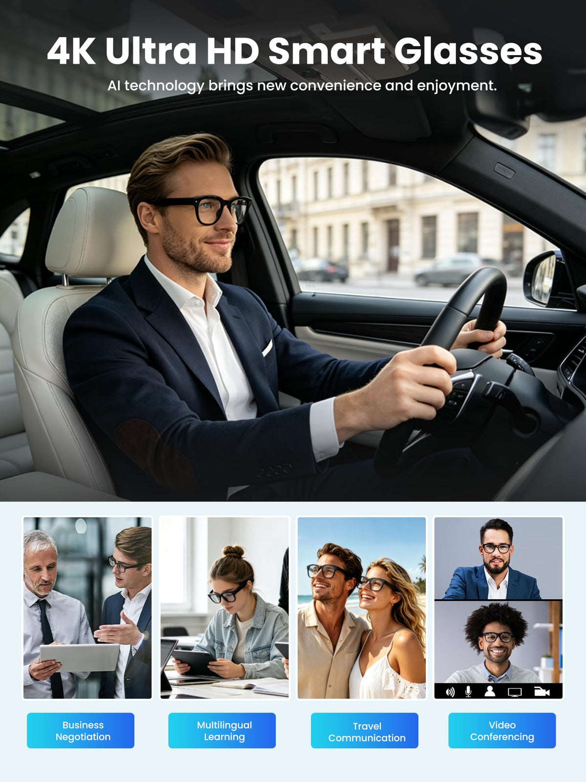 Smart Glasses with Camera, AI Translation Camera Glasses