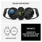 Garmin Instinct® 3 AMOLED, Rugged GPS Smartwatch, 45mm, Black